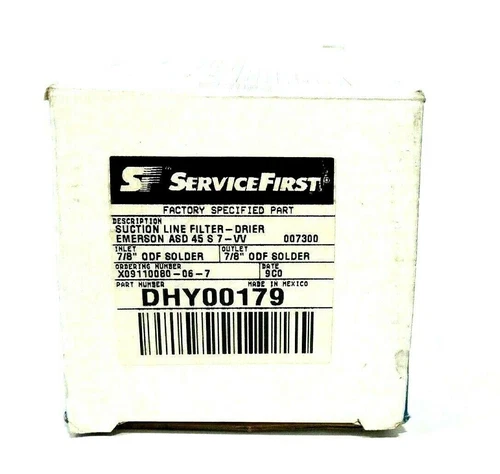 SERVICE FIRST EMERSON DHY00179 LIQUID LINE FILTER-DRIER ASD-45S7VV