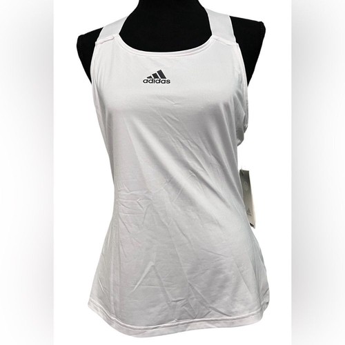 Adidas Y Tennis Tank top Aeroready athletic white black size medium - Picture 2 of 10