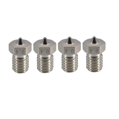 4-pack niet-stick PTFE gecoate m6 mondstuk 0,4 mm compatibel met Anycubic Kobra Mega S X Chiron, Prusa i3 MK3S Prusa Mini Mini Extruder V6 Hotend
