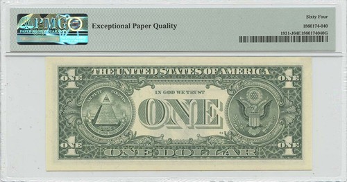 2003A $1 Federal Reserve Note KC FW Fr#1931-J PMG CU64 EPQ Serial # 17777777 - Picture 2 of 2