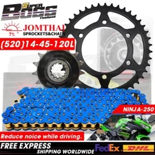 JT Front + Rear Sprocket & Chain X-RING Blue For NINJA-250,Z-250 520-14-45-120L