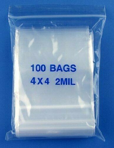 4" x 4", 2 Mil Clear Re-closable Zip Lock Bags, Case of 1000 Heavy Duty bags - Picture 1 of 1