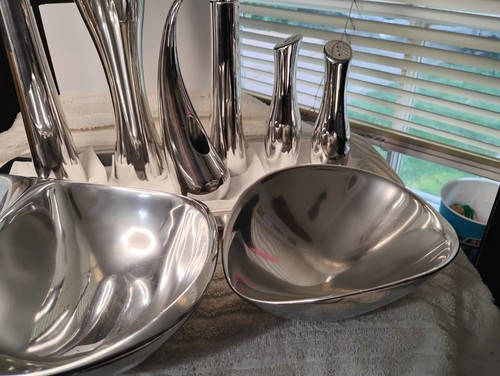 10 PIECE NAMBE USED COLLECTION SILVER PLATTER BOWLS SALT PEPPER CANDLE FLOWER - Picture 5 of 18