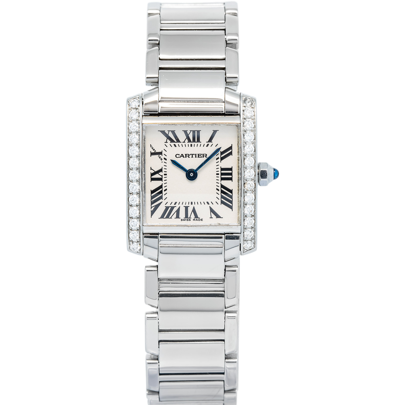 Cartier Tank Francaise 2384 W51008Q3 Aftermarket Diamond Bezel Quartz Watch 20mm