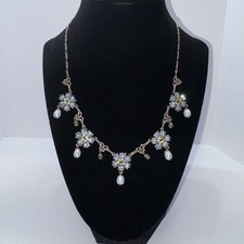 Vintage Mary Demarco La Contessa Crystal Pearl Floral Festoon Necklace Signed 18 Vintage Mary Demarco La Contessa Crystal Pearl Floral Festoon Necklace Signed 18