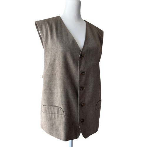 Perry Ellis, Vintage ‘90s Perry Ellis Light Brown V-Neck Button Front Relaxed Fit Vest