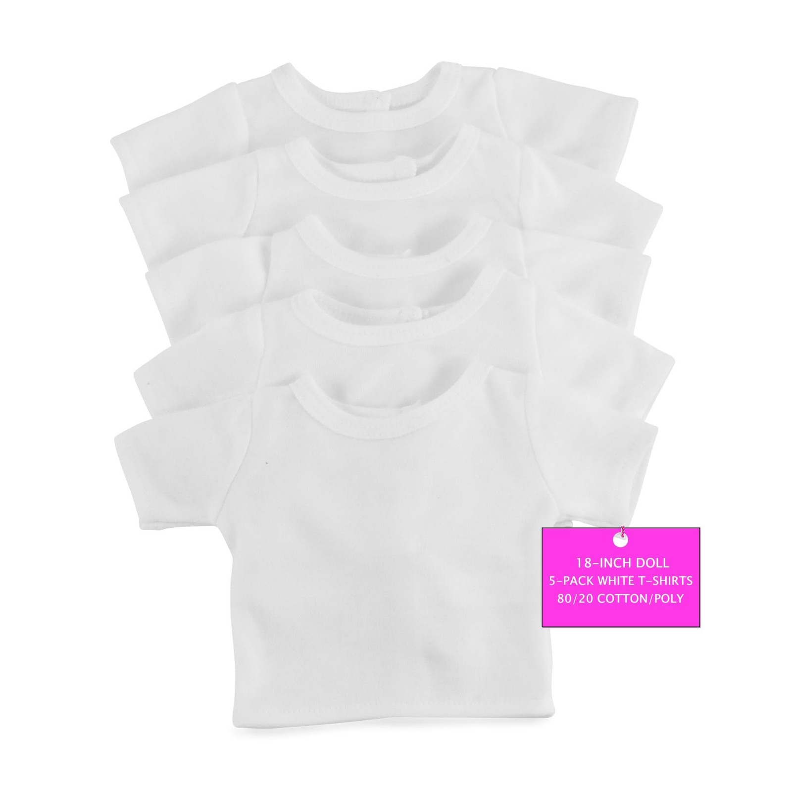 Emily Rose 18 Inch Doll Clothes 5 Pack Value Bundle White 18" Doll T-Shirts B...