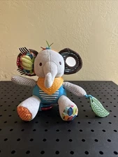 Skip Hop Elephant Plush Rattle Crunch Sound Teether Baby Toy Activity Sensory 8"