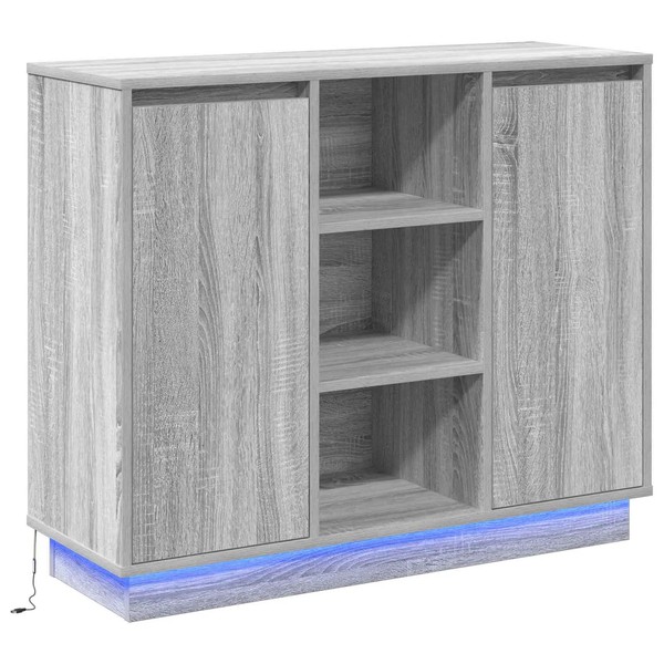 Sideboard Mit Led Beleuchtung Grau Sonoma 90X32X75 Cm Holzwerkstoff-image