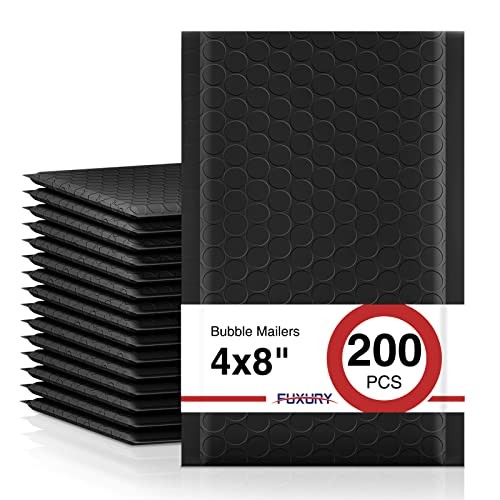 Black Bubble Mailers 4x8" 200 Pack Waterproof Padded Envelopes Self Seal - Afbeelding 7 van 7