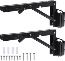 Shimeyao 2 Pcs 10 Inch E Track Folding Shelf Brackets Black Heavy Duty Metal ...