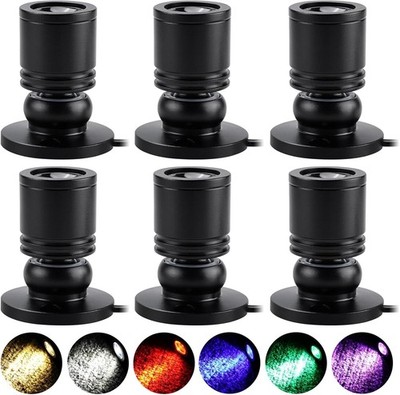 6Pcs Mini LED Spotlight Aluminum Rotatable Jewelry Display Lighting with Dimmer