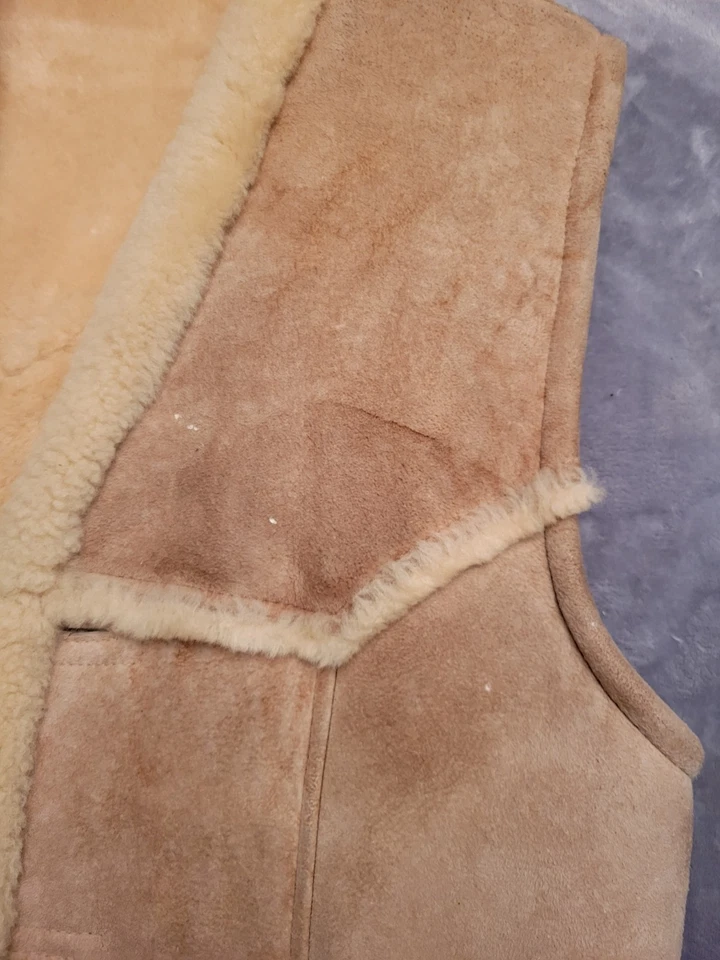 Vintage Ardney Western Vest Men Medium 44 Genuine Leather Lamb Shearling USA - Image 4 of 4