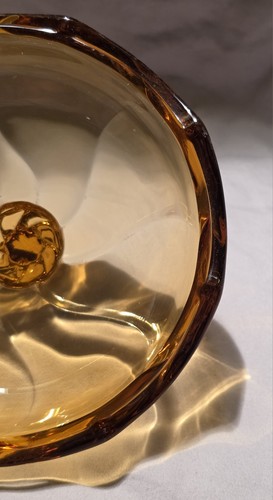 Viking Glass MCM Amber Epic Twist Footed Candy Dish Compote Vintage Ex Cond - Picture 8 of 10