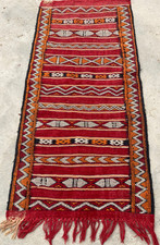 Vintage Traditional Handmade Beautiful Moroccan Kilim Floor Rug Carpet 132x62 cm