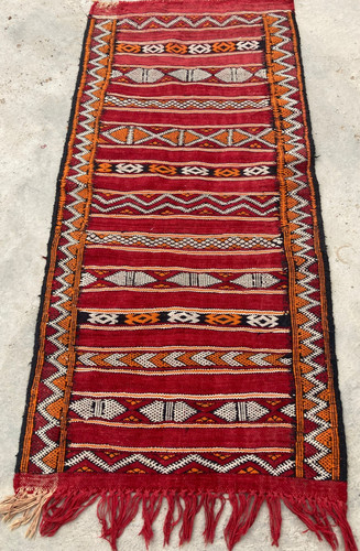 Vintage Traditional Handmade Beautiful Moroccan Kilim Floor Rug Carpet 132x62 cm