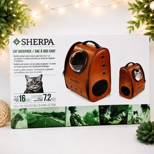 SHERPA Bubble Window Backpack Cat Carrier Brown Travel Bag for Cat Up to 16 lbs