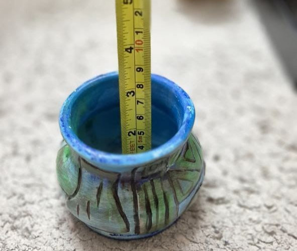 Handmade Artisan Vase OOAK 2010 Hand Painted Abstract Blue Green Pottery thumbnail 7