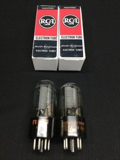 MATCHED PAIR RCA 6V6GT Clear Glass Grey Plate VINTAGE Vacuum Tubes TESTED C.9420
