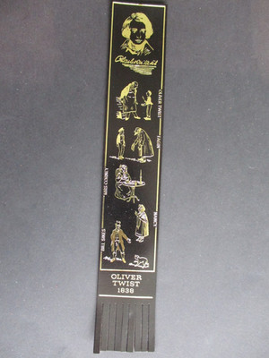 Leder LESEZEICHEN Charles Dickens Oliver Twist 1838 Buchfiguren schwarz unbenutzt
