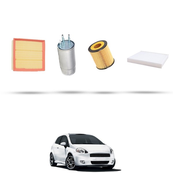Hoffcar Set Service - 4 Filter FüR Fiat Grande Punto 1.9 Multijet 85Kw Von 200-image