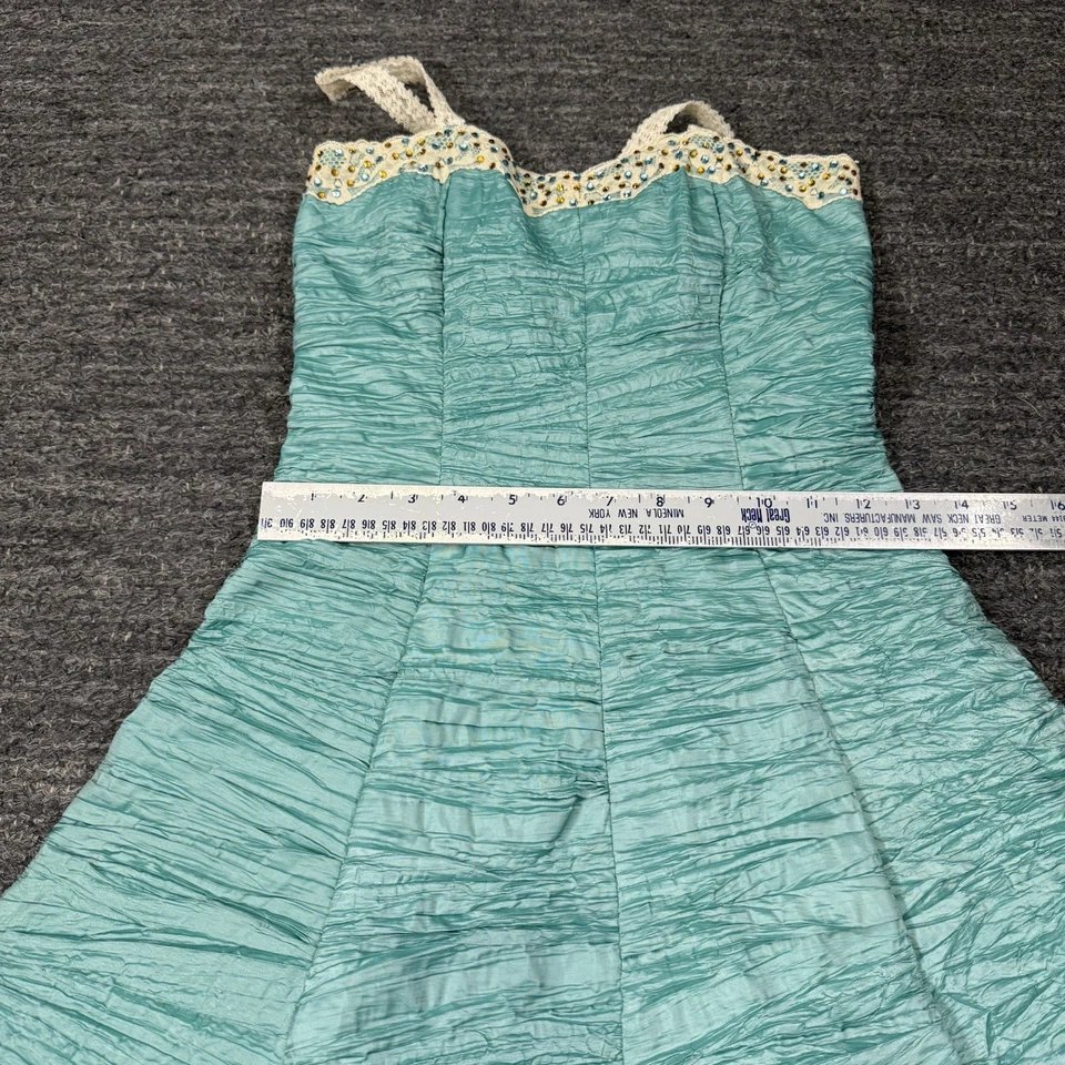 Vestido Un Deux Trios Niñas 12 Azul Fiesta Lentejuelas Retro Vintage Princesa Frozen EE. UU. Foto 4 de 4