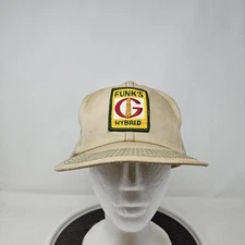Vintage Funks G Hybrid Snapback Hat Tan Mesh Trucker Advertising Mens 80s