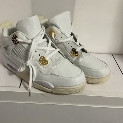 Jordan Air Jordan 4 Men's White/Gold Mid Top Lace-Up Basketball Sneaker