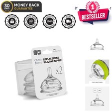 Safe Silicone Replacement Nipples - Fast Flow, 6 , Anti-Colic Set of 2