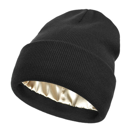 Satin Lined Anti Static Winter Beanie No Static 2 Layer Knitted Hat