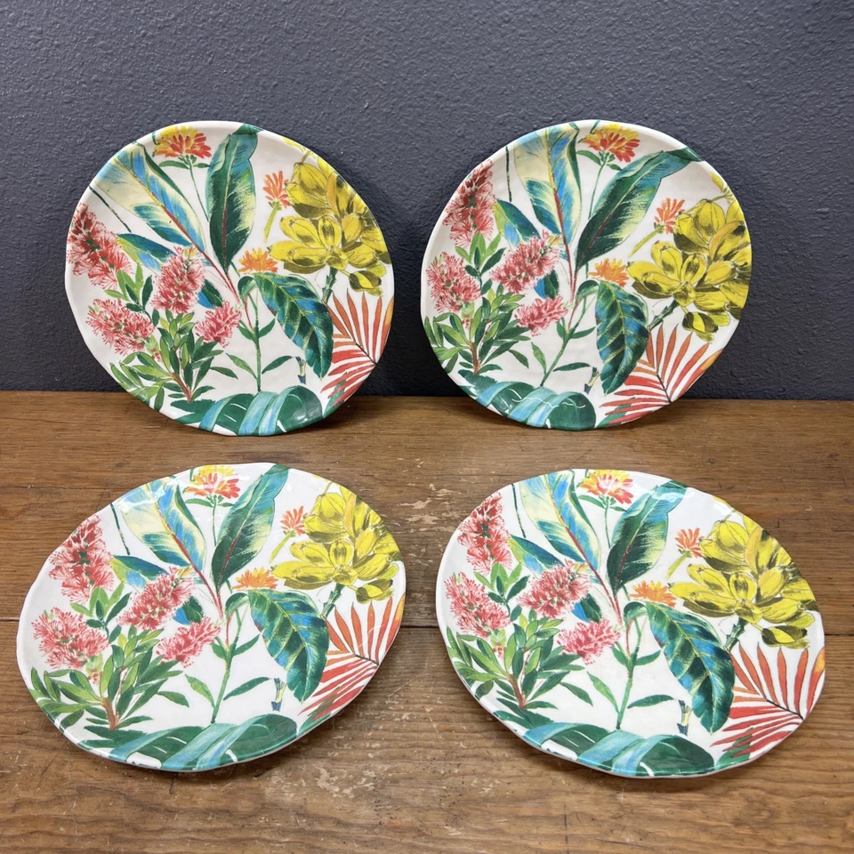 "Juego de 4 222 platos de cena Fifth Tamea crema floral MELAMINA 11""" Foto 3 de 4