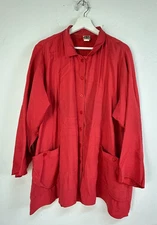 CTC Carol Turner Collection Women's Button Down Oversized Top Long Sleeve Red XL