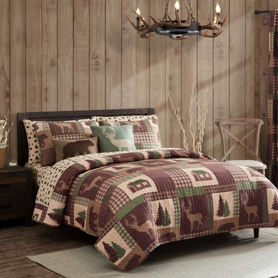 How Plumb Aubrie Home Accents Cozy Cabin 3-Piece King Quilt Bedding Set Pillow
