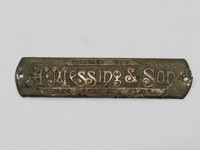 Vintage H. Messing & Son San Jose CA Metal Badge Emblem Carriage Wagon Buggy Car