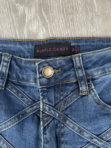 Purple Candy Jeans Damen M Blau High Rise Skinny Lattice Stitch Y2K Street - Bild 4 von 14