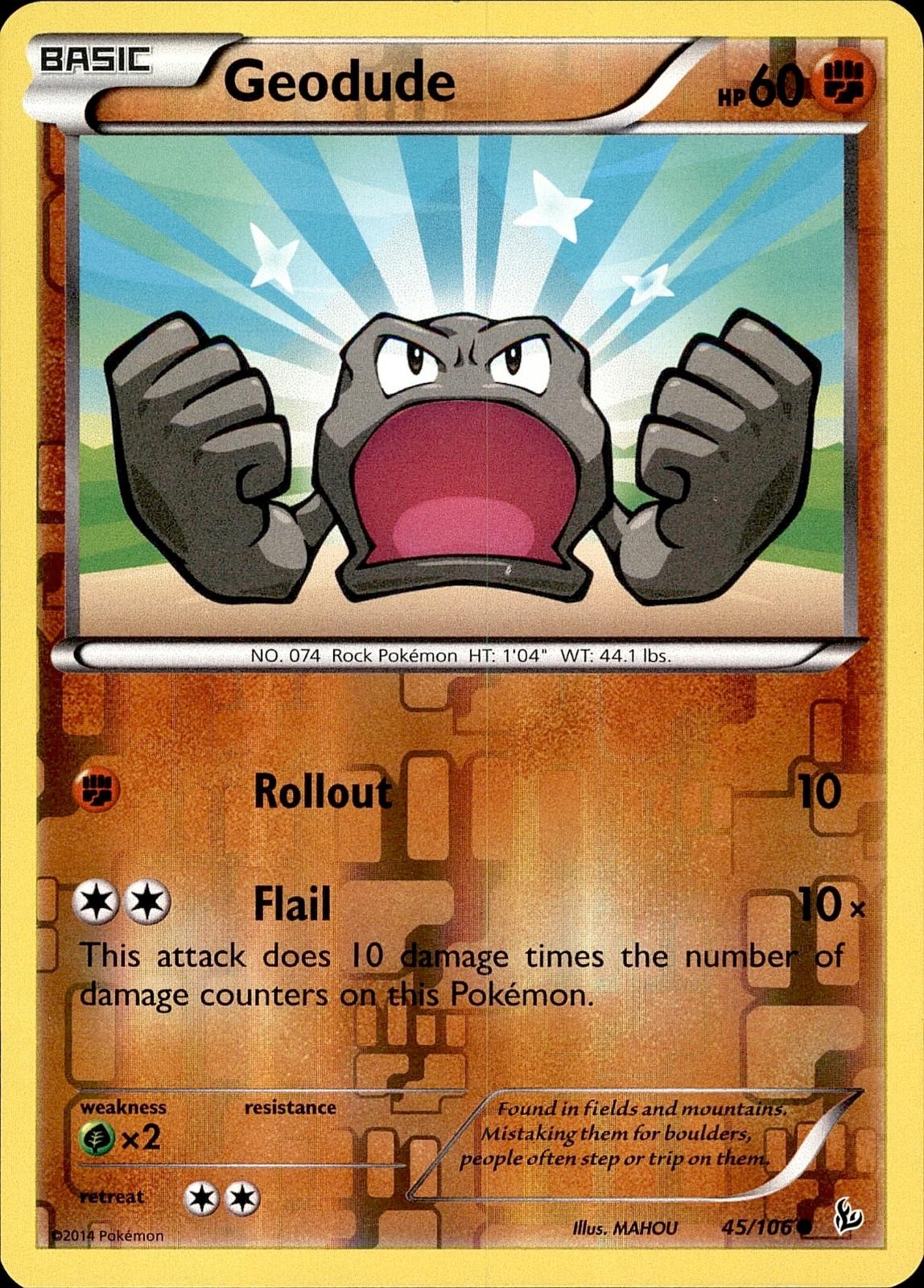 POKEMON GEODUDE 45 FLASHFIRE 106 COMMON REVERSE HOLO LP