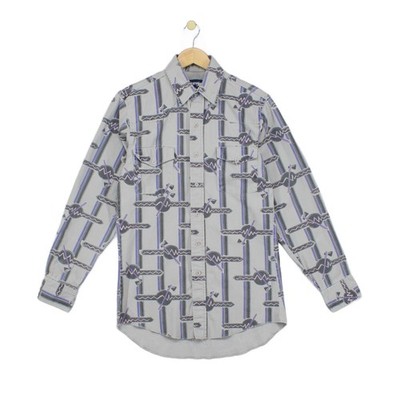 Vintage Wrangler X-Tails Hemd Herren Größe 14,5 Grau Western Freizeit Gemustert
