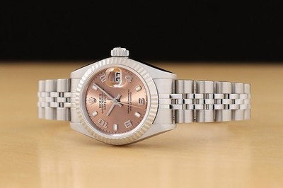 ROLEX LADIES DATEJUST 79174 SALMON ARABIC DIAL 18K WHITE GOLD