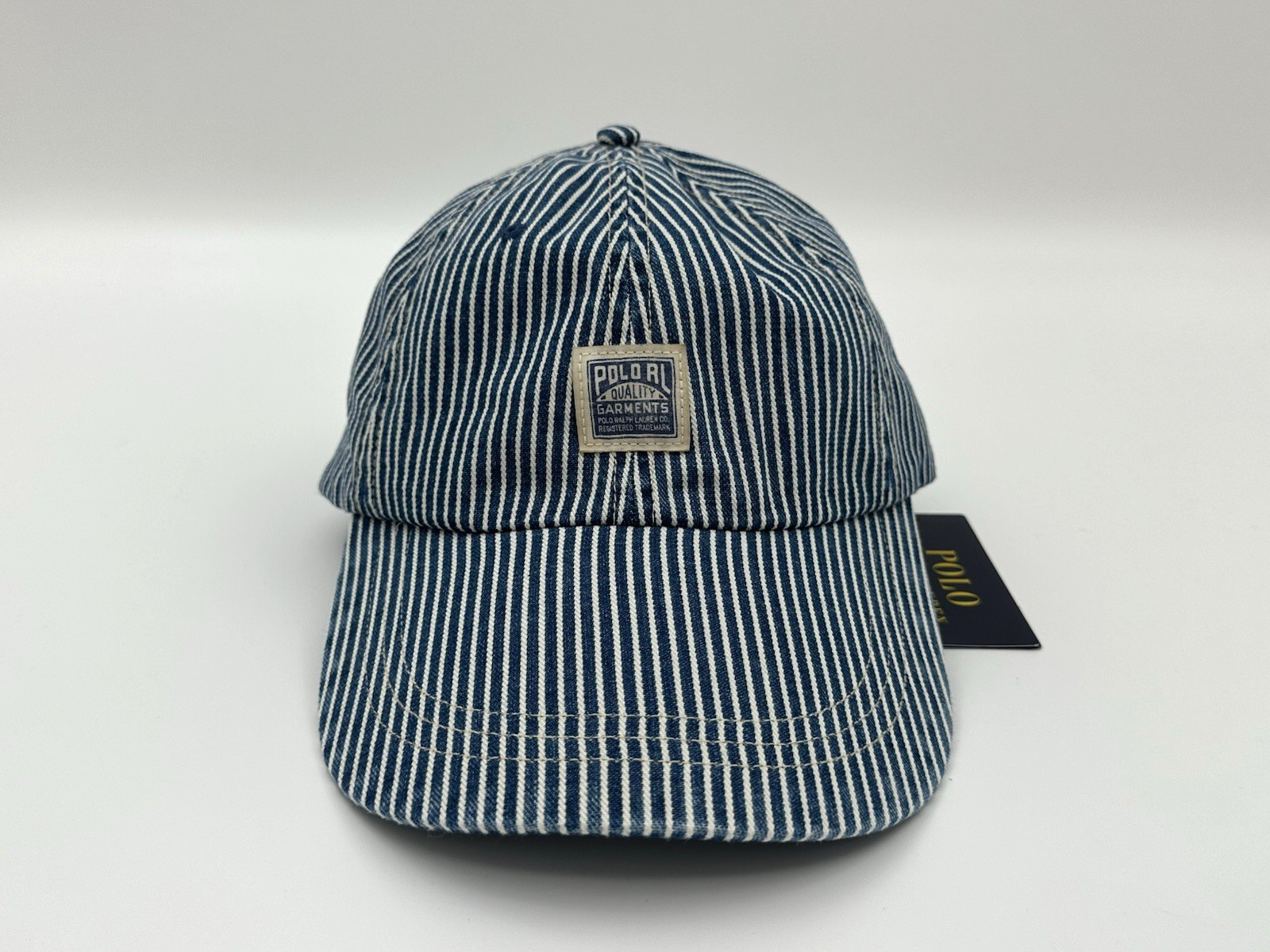 Polo Ralph Lauren Long Bill Indigo Striped Denim Blue Hat Quality Garments