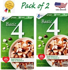Basic 4 Heart Healthy Cereal, Fruit and Nut Fiber Cereal with 19.8 oz Pack of 2