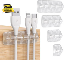 Clear Cable Clips - Cord Holders - Self Adhesive Cable Management Organizer - Ho