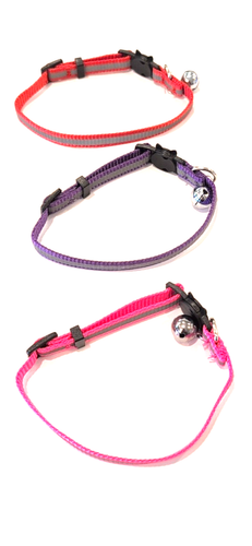 ADJUSTABLE CAT PET REFLECTIVE BREAKAWAY COLLARS w/ BELLS - NEW - Picture 3 of 3