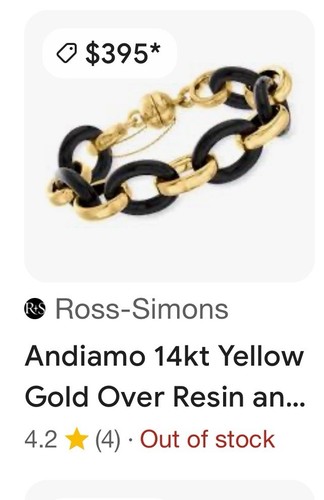 Ross Simons-14K Yellow Gold, Resin & White Agate 'Andiamo' Oval Link Bracelet - Picture 8 of 8