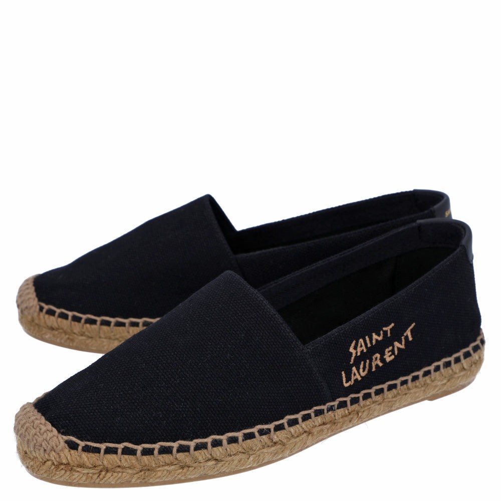 Saint Laurent Espadrillas Ricamate In Tela Nero Femmina Nero 40