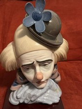 Pagliaccio pensieroso Lladro in pensione #5130 porcellana statuina busto cappello bowler