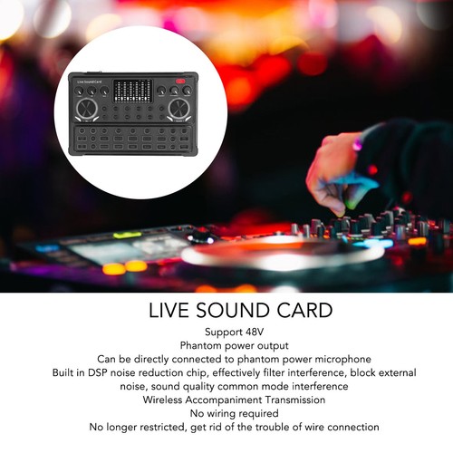 Live Sound Card DSP Noise Reduction LED Breathing Light Display Live New - Afbeelding 2 van 24