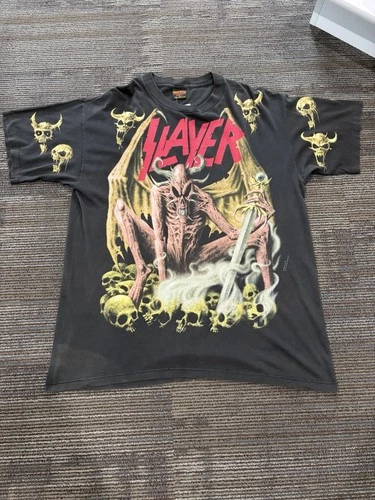 Slayer Demon AOP Shirt XL Black Brockum 90s Met 1990s vintage concert t-shirt, vintage, size XL, single stitch, B+ condition