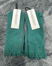Free People Movement Womens Green Ruffle Sport Socks 2 Pair