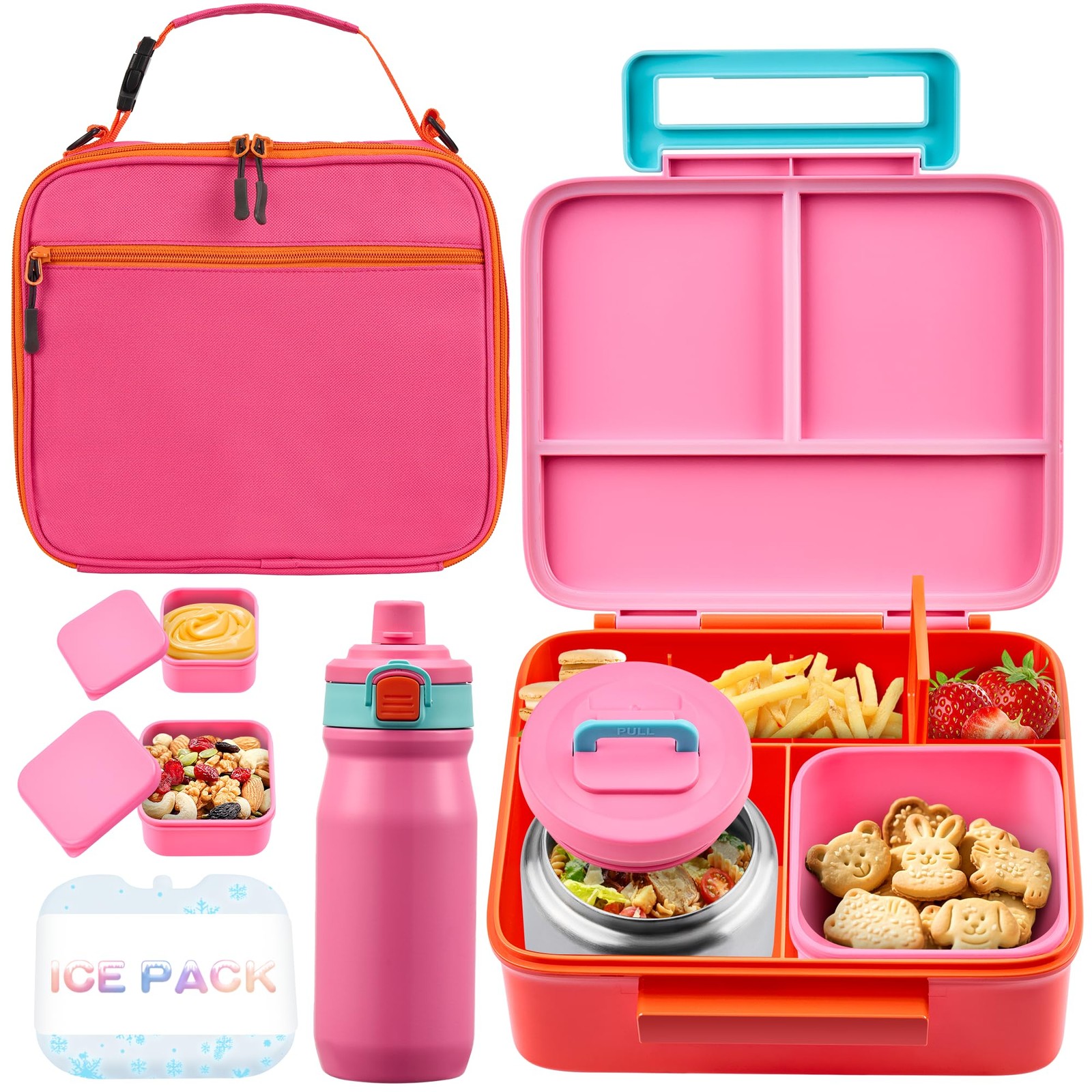 For Kids With Thermos, Leakproof Bento Box With 8oz Insulate