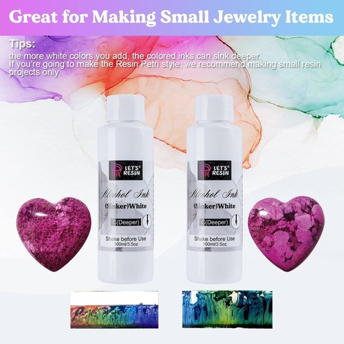 Let's Resin White Alcohol Ink For Resin, Colors, 2 Bottles, 3.5 Oz. Each - Picture 3 of 6